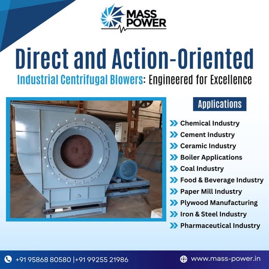 : Industrial Centrifugal Blowers in Vadodara - Mass Power Explore the range of high-performance, direct-driven industrial centrifugal blowers from Mass Power in Vadodara, India. Engineered for excellence, our blowers are designed for diverse applications across various industries.